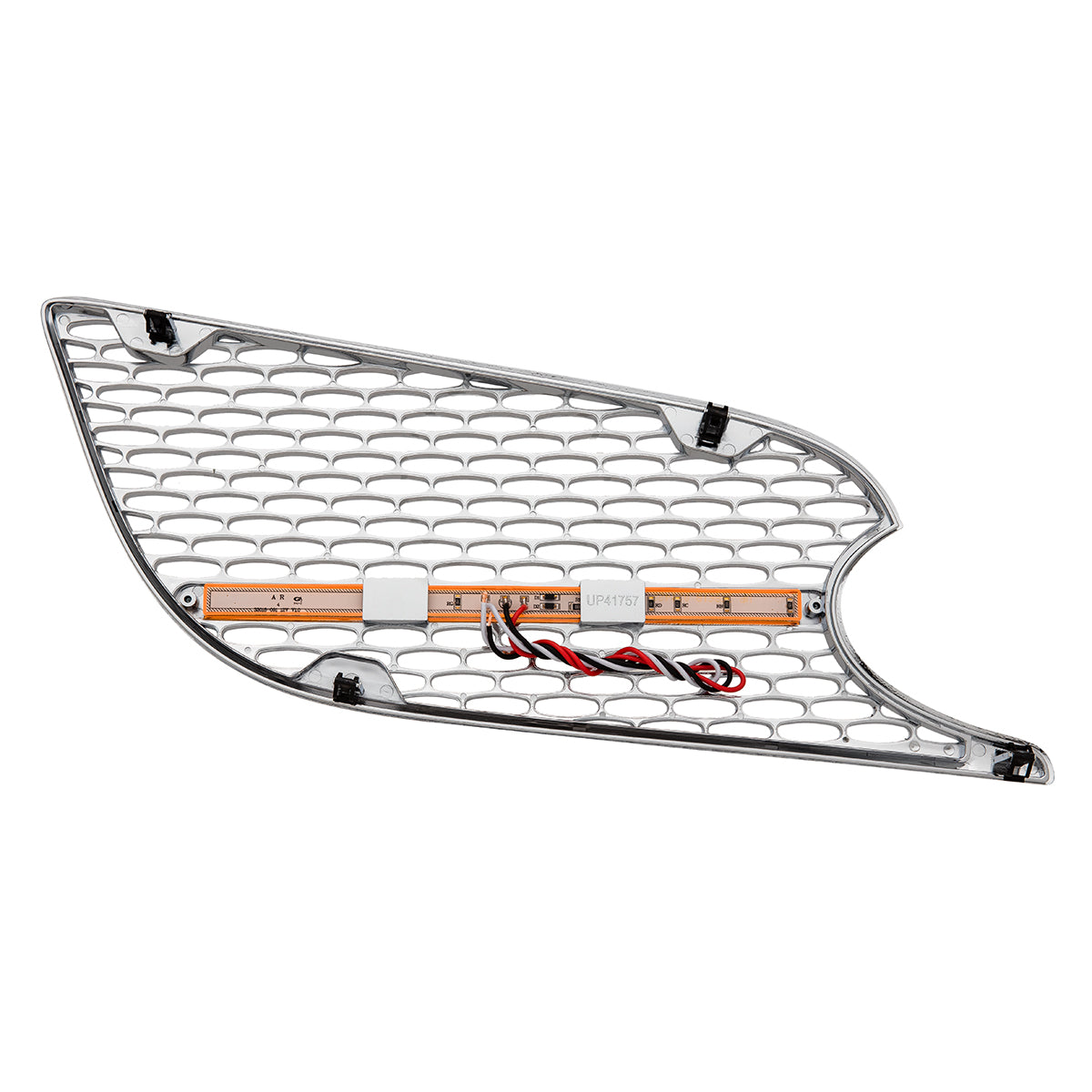 Chrome Air Intake Grille With LED GloLight For 2012-2021 Peterbilt 579 (Driver) - Amber LED/Amber Lens