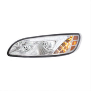 Chrome LED Headlight With Color Changing Position Light Bar For Peterbilt 386 (2005-2015) & 387 (1999-2010) - Driver