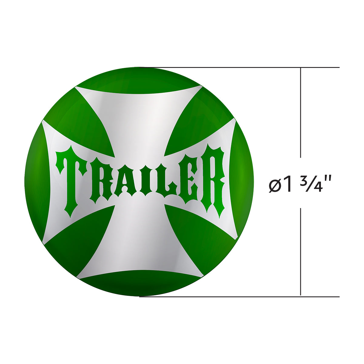 "Trailer" Maltese Cross Air Valve Knob Candy Color Sticker Only- Emerald Green