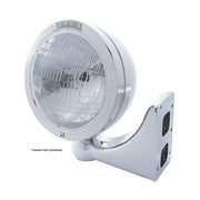 Stainless Steel Bullet Classic Headlight H6024 Bulb & LED Turn Signal - Clear Lens