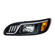 Black LED Headlight With LED Turn, Position, & DRL For Peterbilt 386 (2005-2015) & 387 (1999-2010)- Driver
