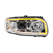 Chrome Projection Headlight With LED Turn Signal & Light Bar For 2008-2024 Peterbilt 389-Passenger