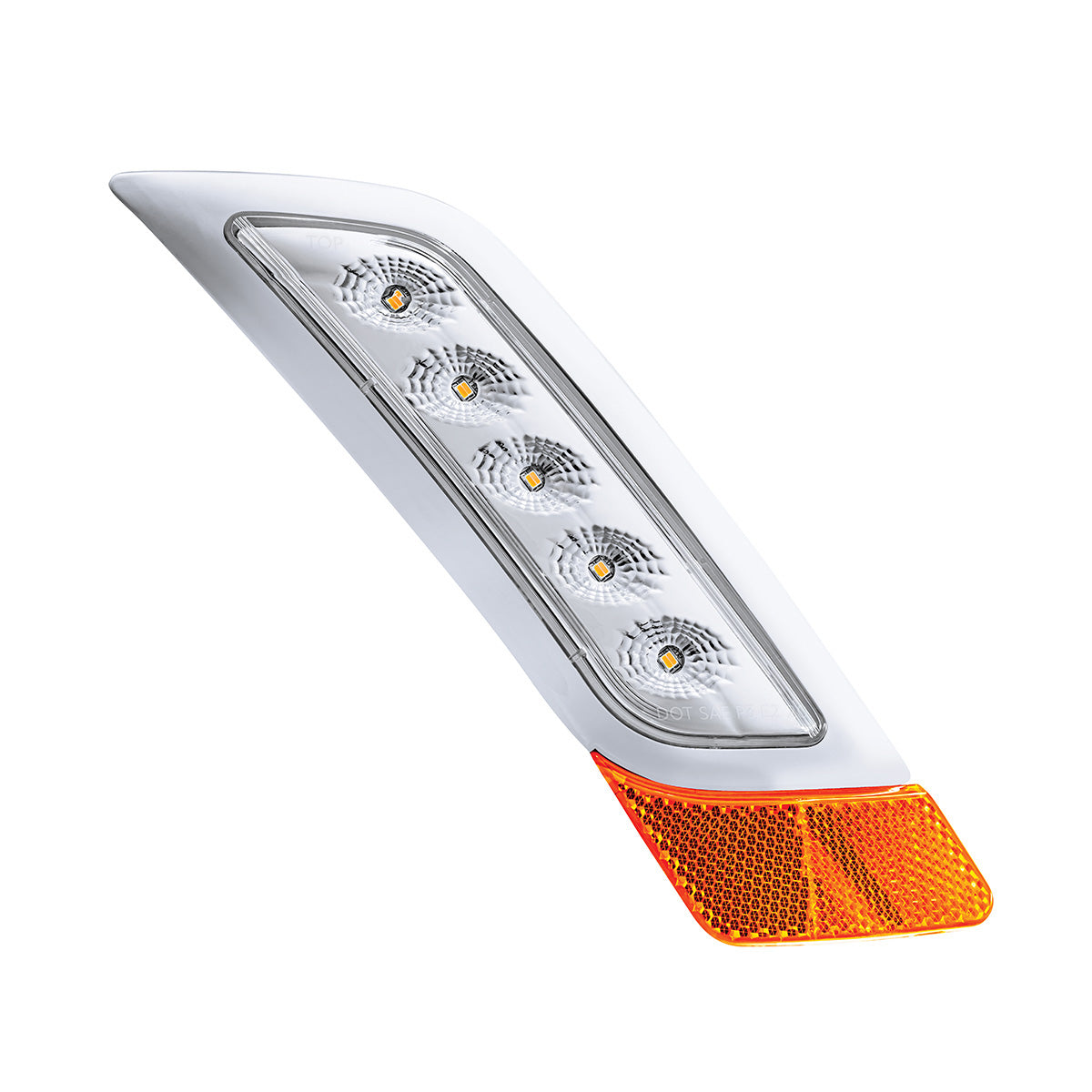 Double Fury 5 LED Fender Turn Signal Light For 2012-2021 Peterbilt 579-Amber & White LED,Passenger