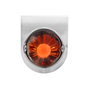 Dual Function Glass Watermelon Light With Stainless Steel Light Bracket Kit With LED Bulb-Amber LED/Dark Amber Lens