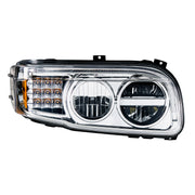 Chrome LED Headlight With LED Turn & Position Light Bar For Peterbilt 388(2008-2015) & 389(2008-2023)- Passenger