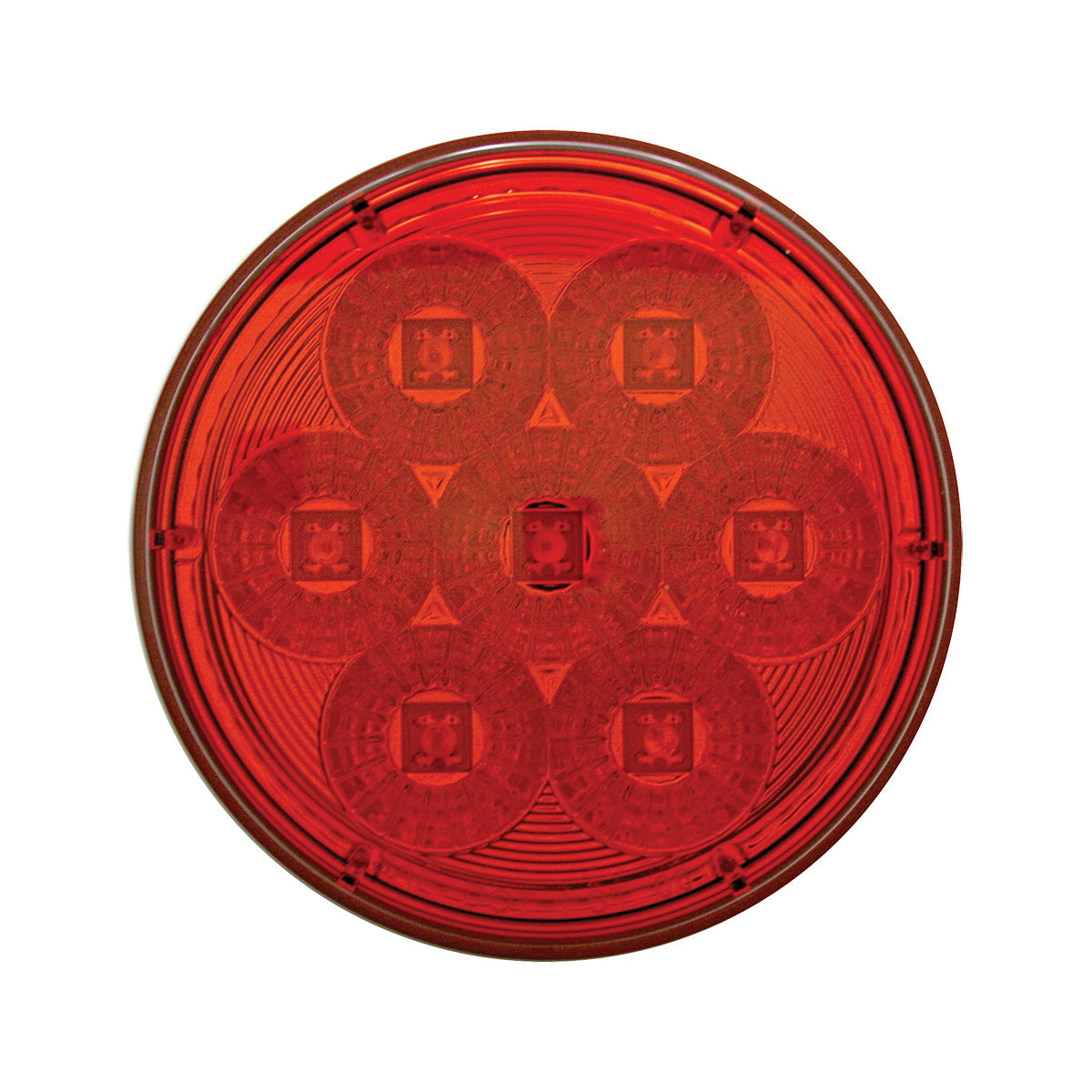 Chrome 1 Piece Rear Light Bar With Six 7 LED 4" Reflector Lights & Visors - Red LED/Red Lens