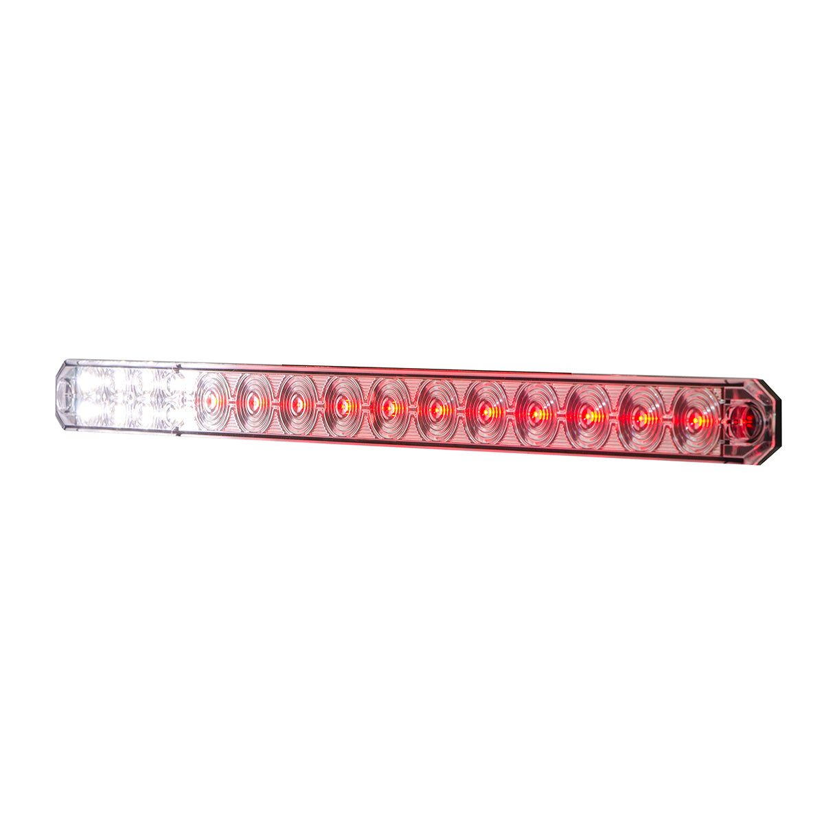 17" 27 LED Low Profile Light Bar (Stop, Turn & Tail) With Back-Up Light - Red & White LED/ Red & Clear Lens