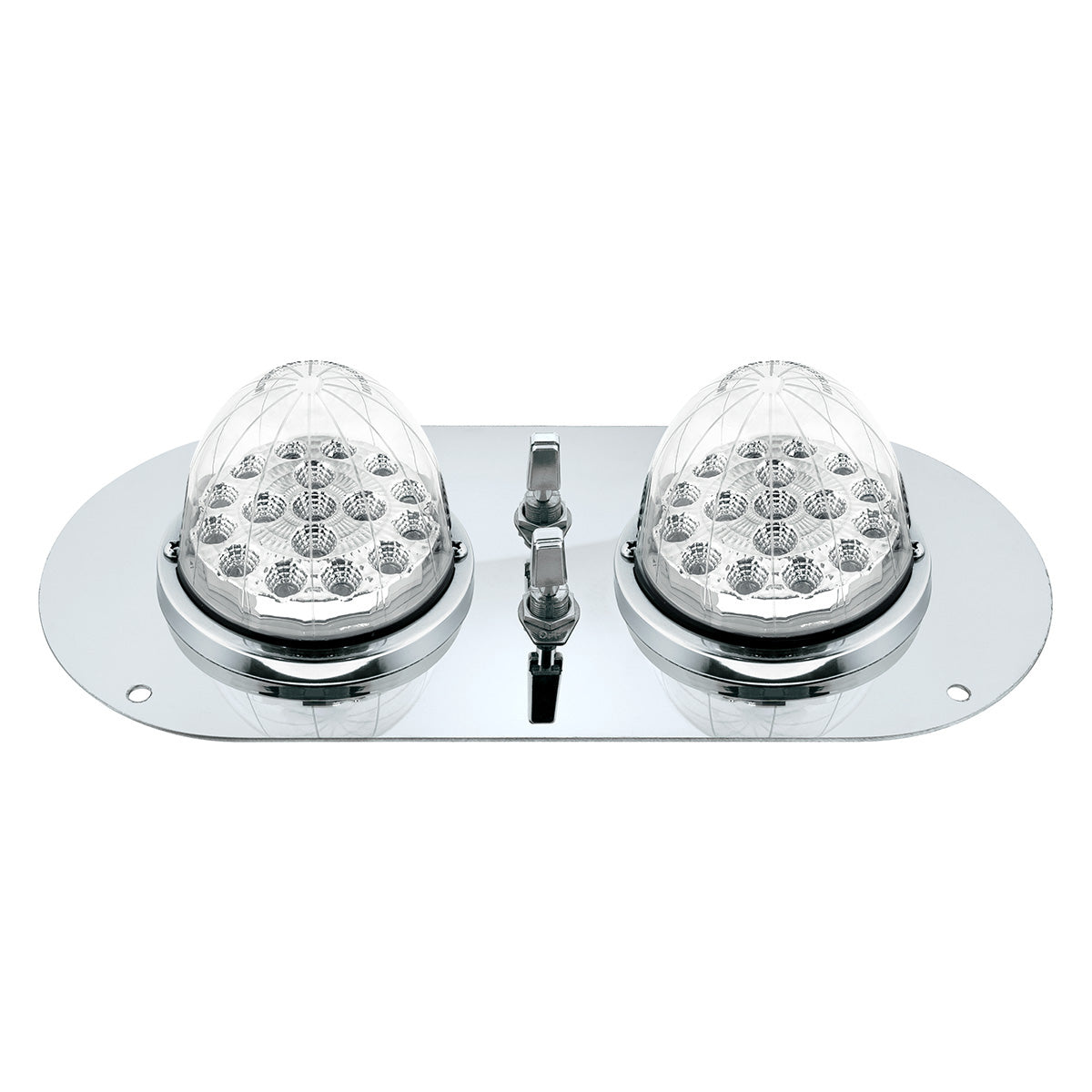 304 SS Above Door Dome Light Kit With 2 X 17 LED Double Fury Watermelon For KW & PB Trucks-Amber & Blue LED