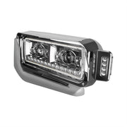 High Power LED Chrome Projection Headlight Assembly With Mounting Arm & Turn Signal - Driver