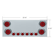 SS Rear Center Panel With 4X Red LED 4" Light & 6X Red LED 2" Light & Bezel -Red Lens (No LP Holes)-CS