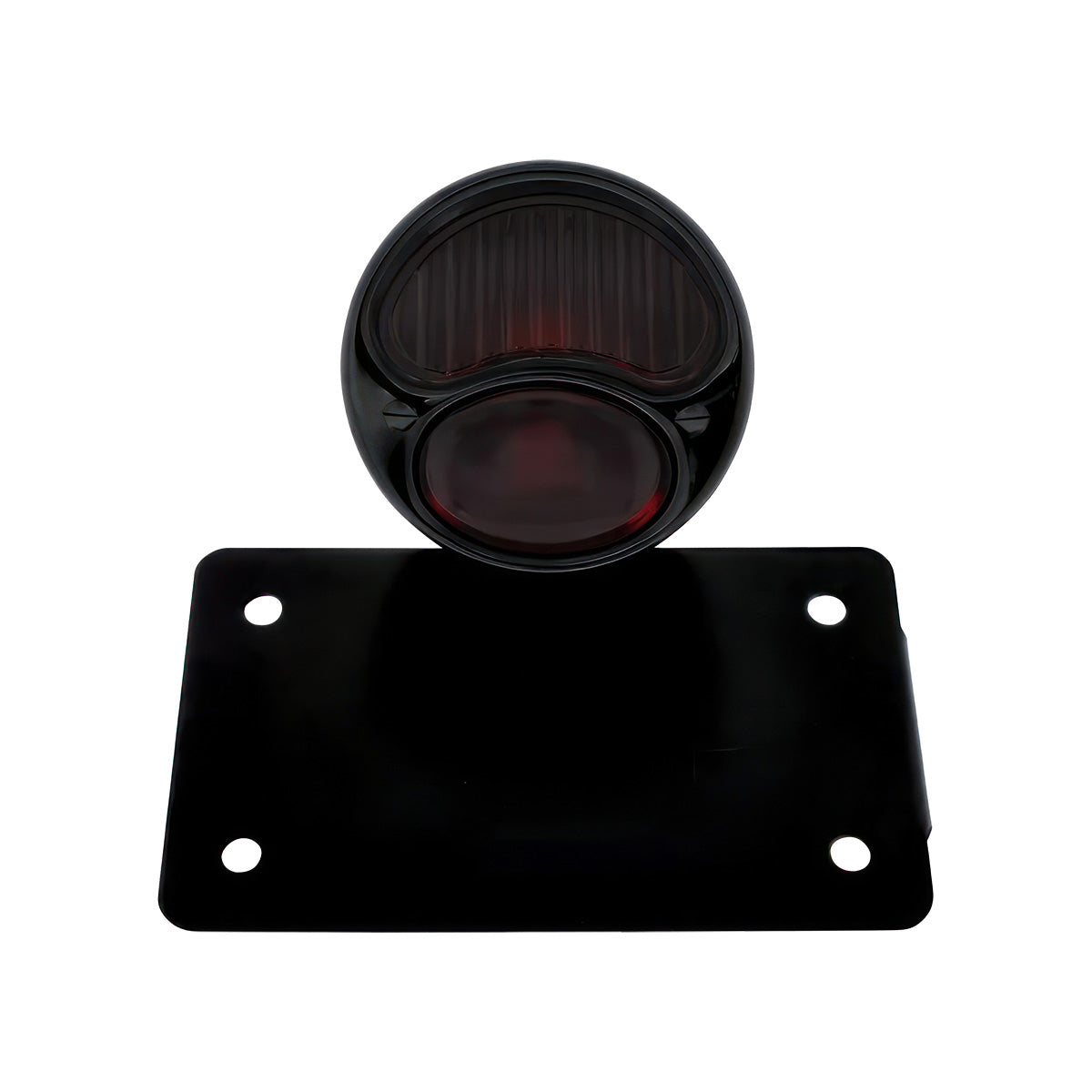 Black 1928 Ford Model A Style Tail Light Assembly With Horizontal Mounting Bracket For Motorcycle