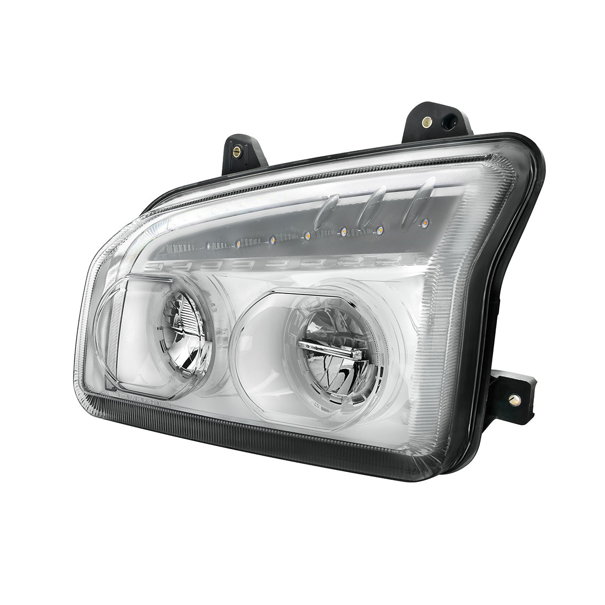 High Power LED Chrome Headlight With LED Turn Signal & Light Bar For 2015-2025 Kenworth T880-Driver