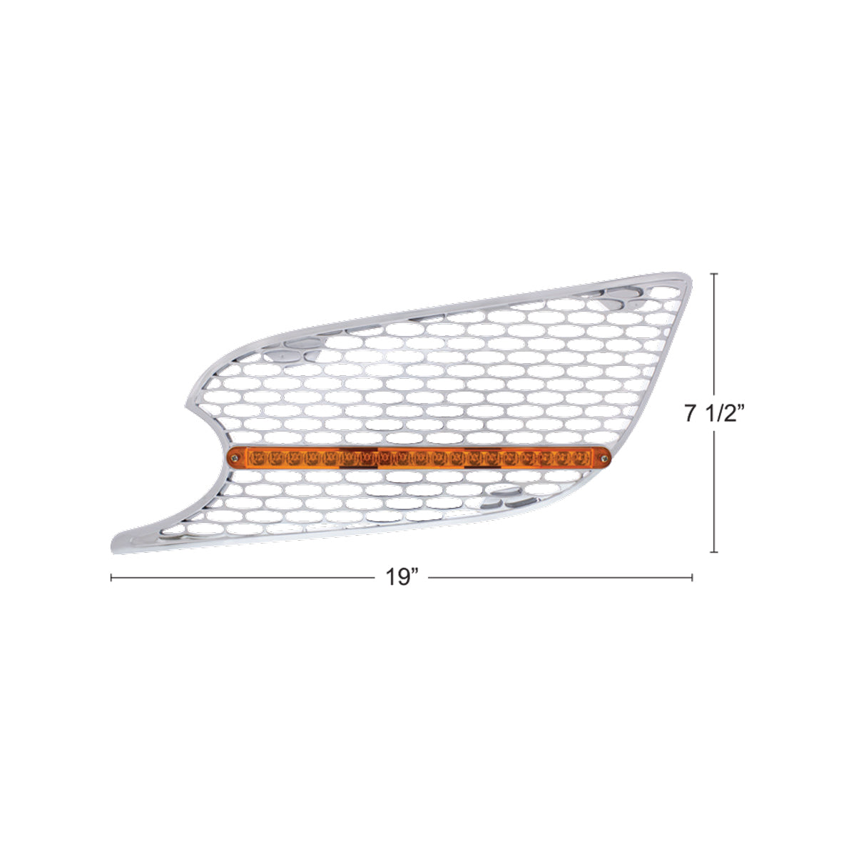 Chrome Air Intake Grille W/Reflector LED Light For 2012-2021 Peterbilt 579 (Driver) - Amber LED/Amber Lens