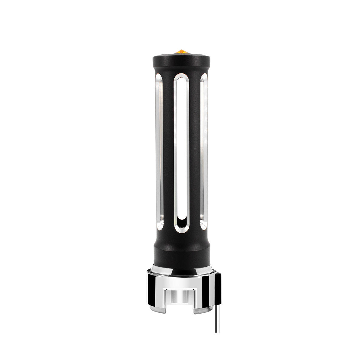Thread-On Matte Black Sonoma Style Gearshift Knob With LED 13/15/18 Speed Adapter-Amber Crystal/Amber LED
