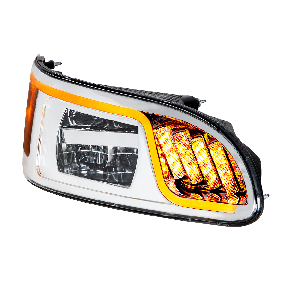 Chrome LED Headlight With LED Turn, Position, & DRL For Peterbilt 386(2005-2015) & 387(1999-2010)- Passenger