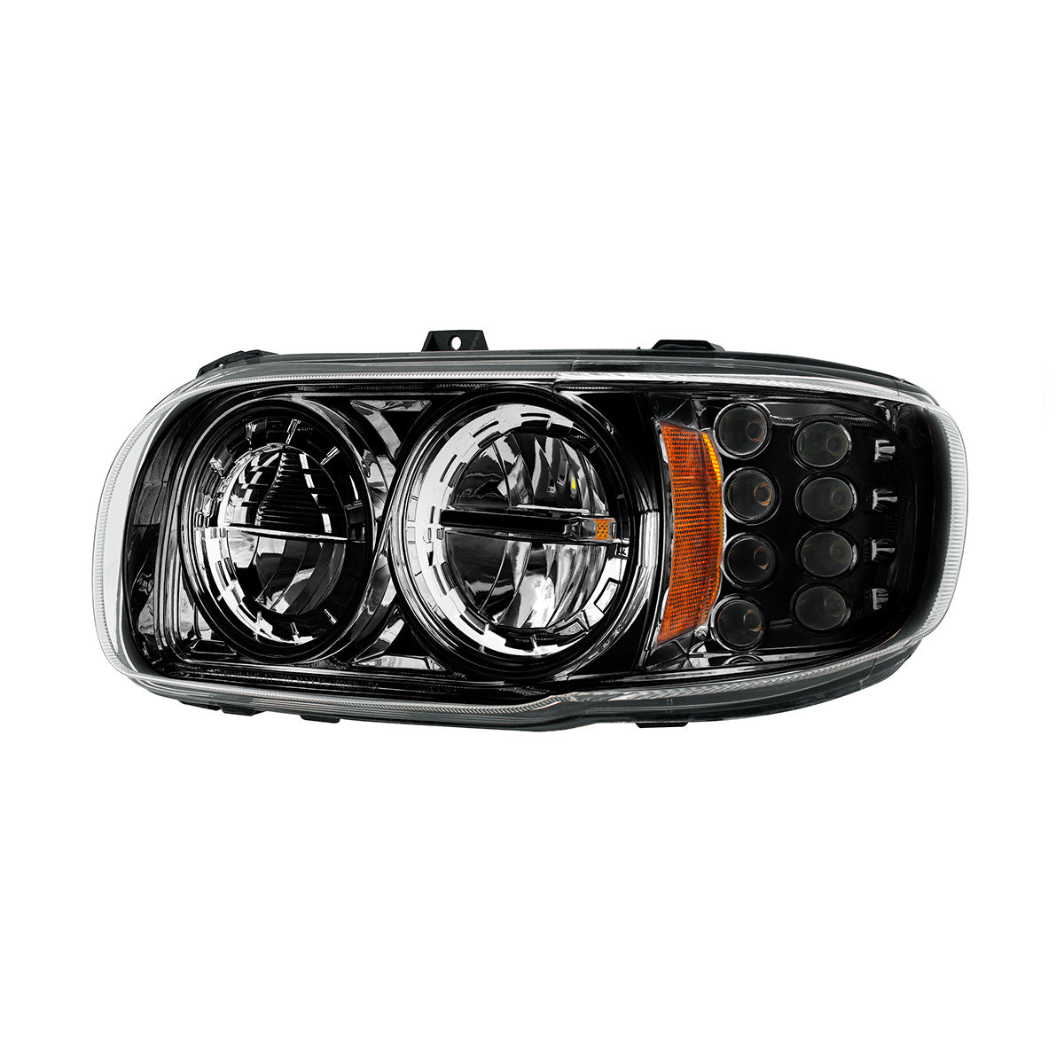 High Power LED Blackout Headlight With 8 LED Turn & 4 LED Position Light For 2008-2024 Peterbilt 389-Driver