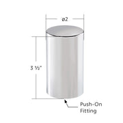 33mm x 3-1/2" Chrome Plastic Cylinder Nut Cover - Push-On (Bulk)