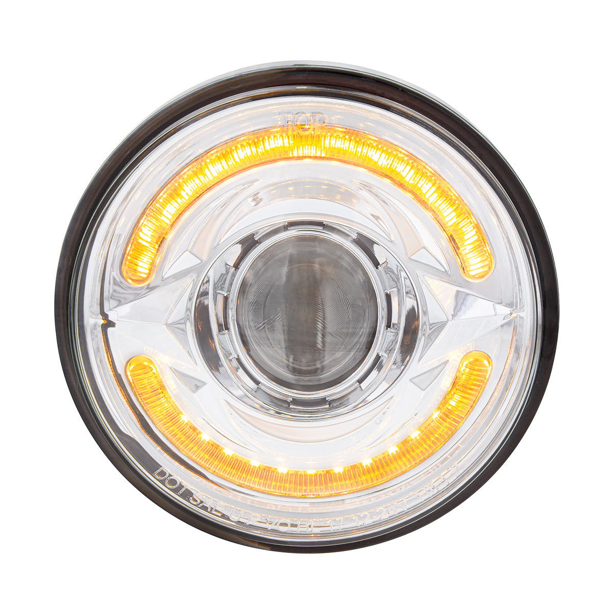 ULTRALIT- LED 5-3/4" Round Headlight With 60 LED Dual Color Light Bar, Amber & White LED - High Beam