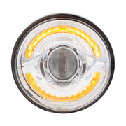 ULTRALIT- LED 5-3/4" Round Headlight With 60 LED Dual Color Light Bar, Amber & White LED - High Beam
