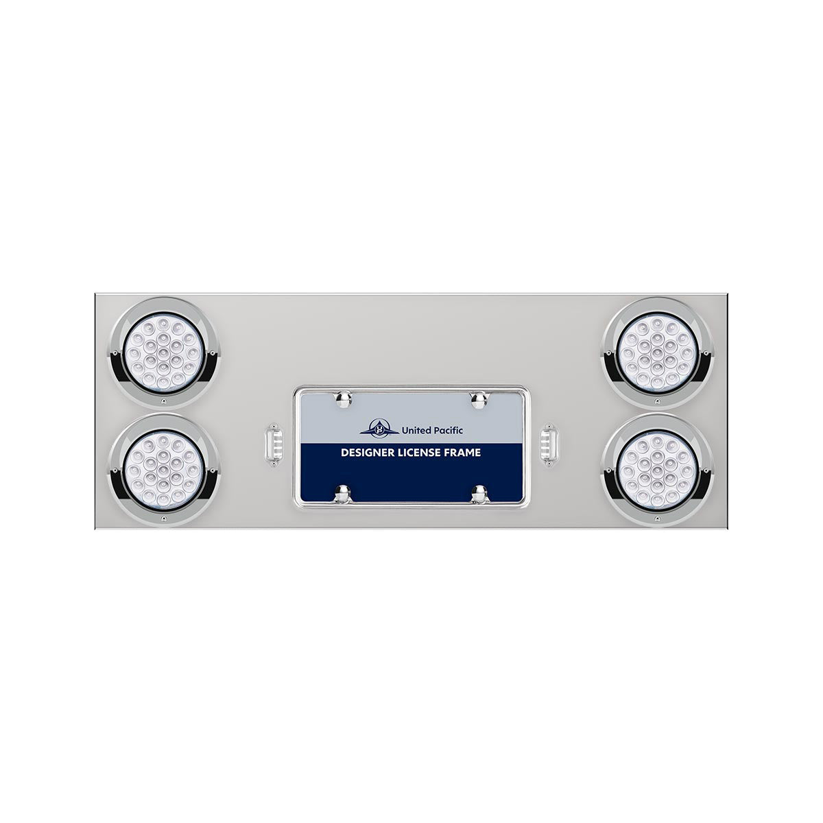 33-3/4" SS Rear Center Panel With 4X 19 LED 4" Double Fury Lights & Visors-Red & White LED