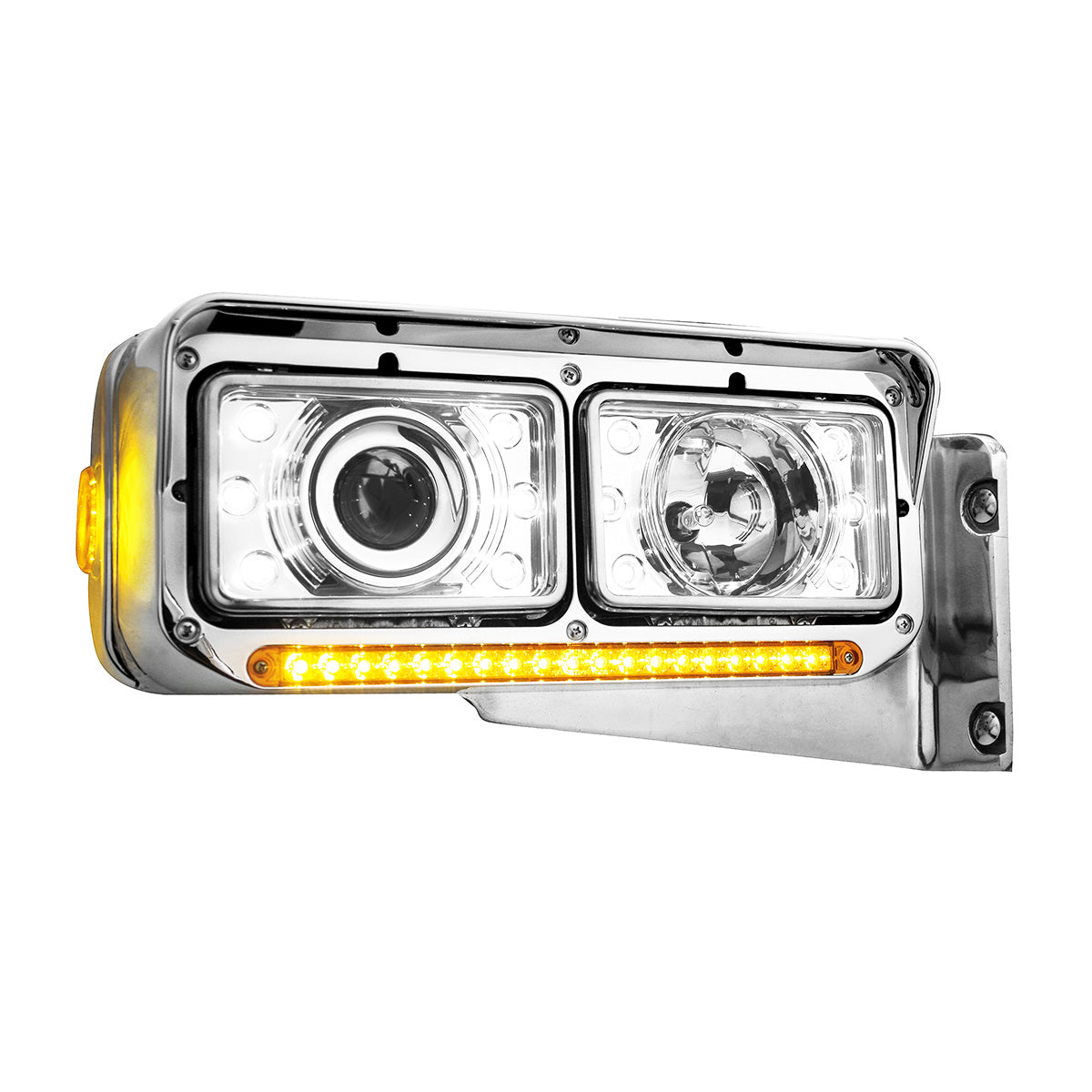 Rectangular Dual Headlight Bezel With Visor - LED Cutout