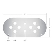 Stainless Steel Above Door Dome Light Plate With 8 x 3/4" Mini Light Cutouts For Kenworth & Peterbilt Trucks