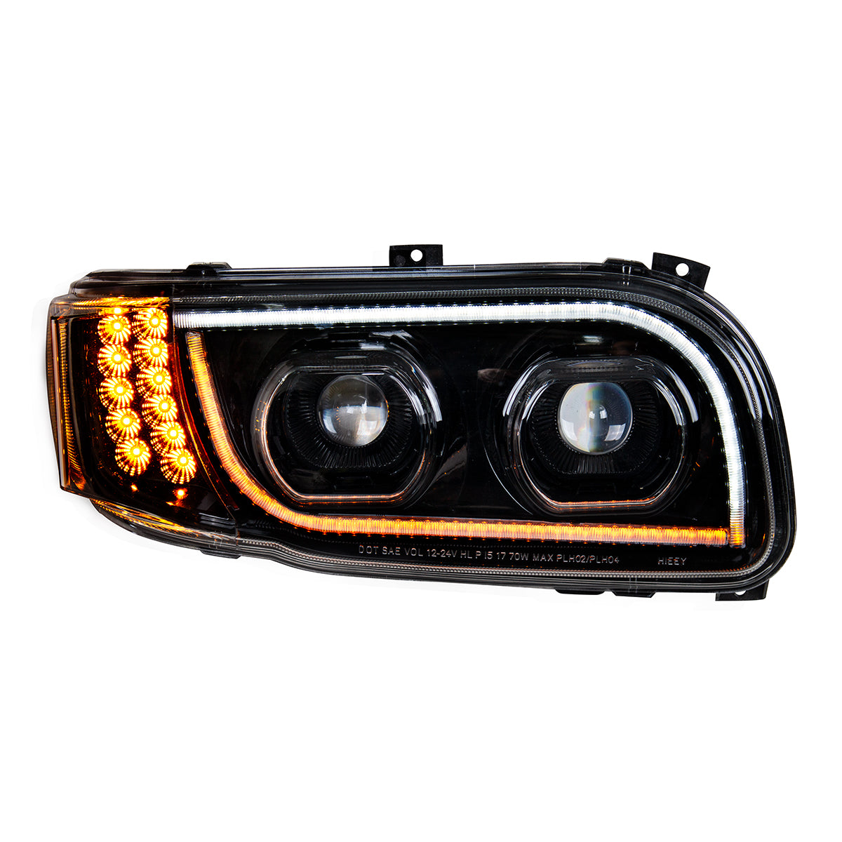 High Power LED "Blackout" Headlight With 16 LED Turn & 57 LED Bar For 2008-2024 Peterbilt 389- Passenger