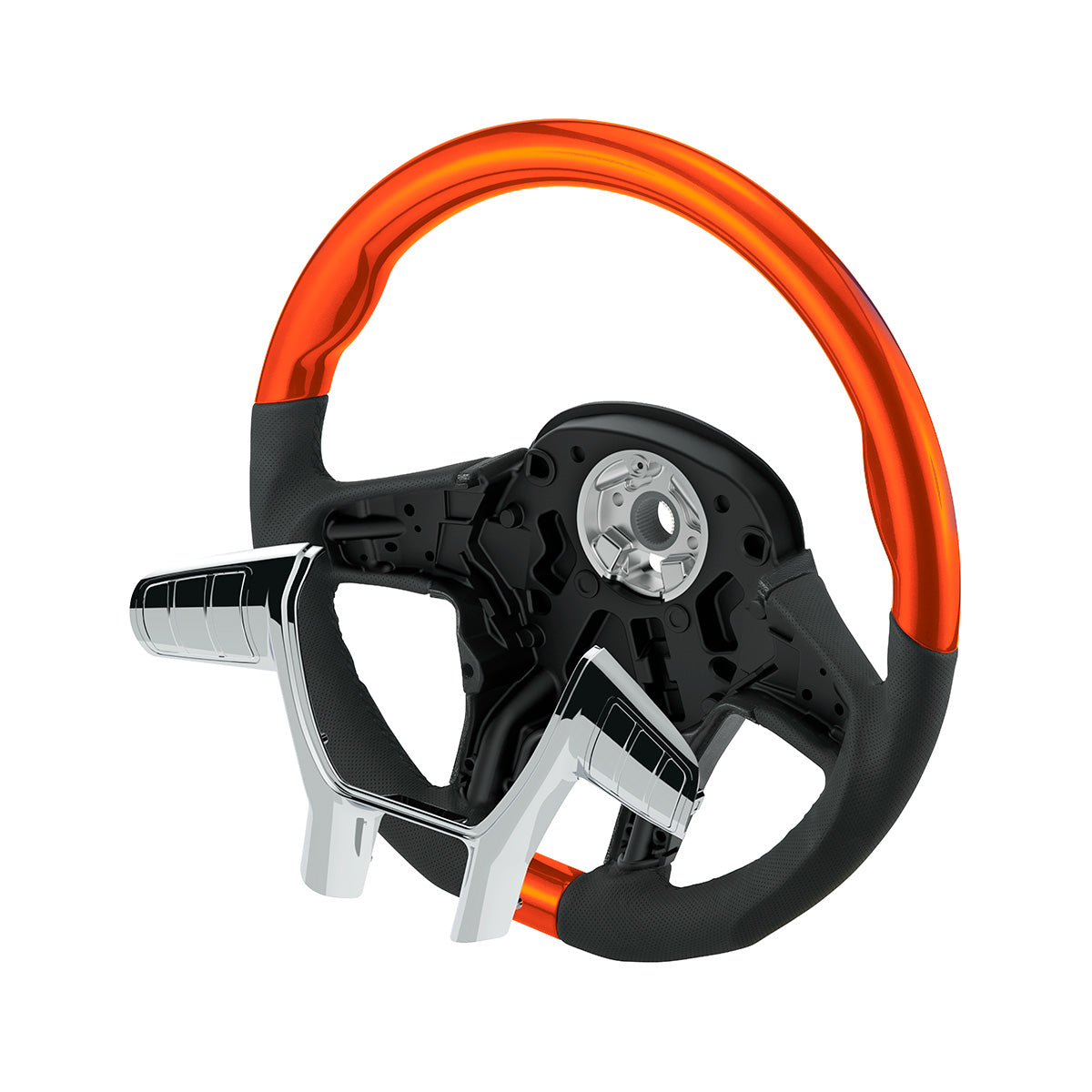 18" YourGrip Leather & Wood Candy Color Steering Wheel For 2012-2021 PB 579&2013-2021 KW T680-Cadmium Orange