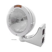 Stainless Steel Bullet Classic Headlight H6024 Bulb & Turn Signal - Amber Lens
