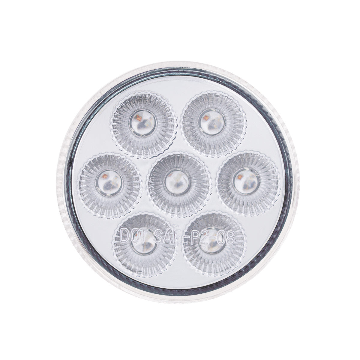 7 LED 2" Round Double Fury Light (Clearance/Marker) - Amber & White LED/Clear Lens