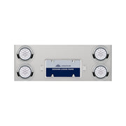 33-3/4" SS Rear Center Panel With 4X 19 LED 4" Double Fury Lights & Visors-Red & Blue LED