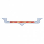 Chrome Hood Emblem Trim With 19 LED Reflector Light Bar For Kenworth - Red LED/Clear Lens
