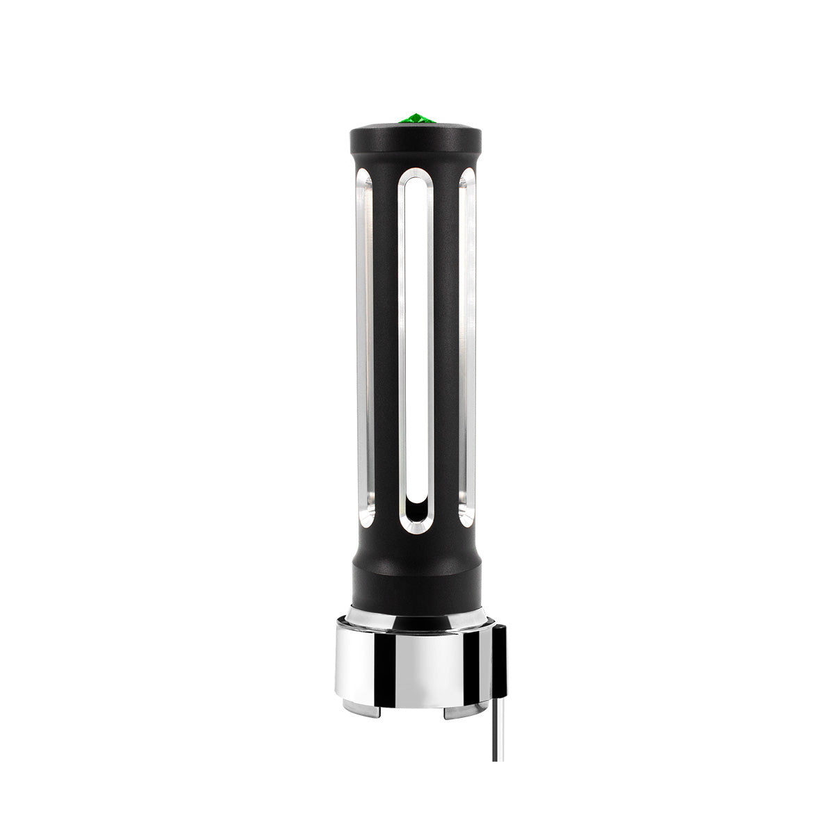 Thread-On Matte Black Sonoma Style Gearshift Knob With LED 9/10 Speed Adapter-Dark Green Crystal/Green LED