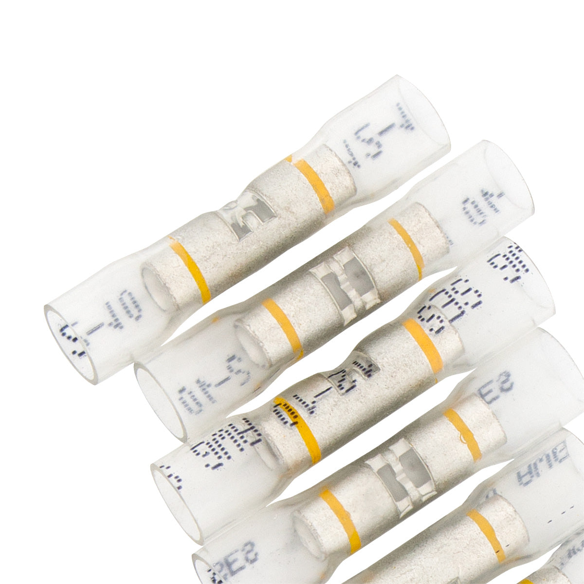 12-10 AWG CS Window Heat Shrink Butt Connector - Clear w/ Yellow Stripe (10-Pack)