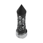 M30X3.5 Thread-On Daytona Style Spike Gearshift Knob With Chrome 9/10 Speed Adapter - Black/Vertical
