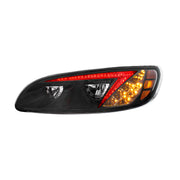 Black LED Headlight With Color Changing Position Light Bar For Peterbilt 386 (2005-2015) & 387 (1999-2010) - Driver