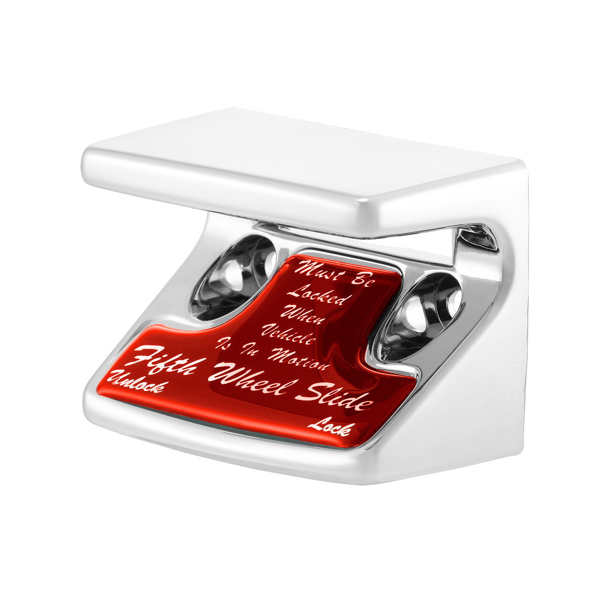 Chrome Plastic Fifth Wheel Switch Guard With Glossy Sticker For 1990-2010 Freightliner Classic- Red Sticker