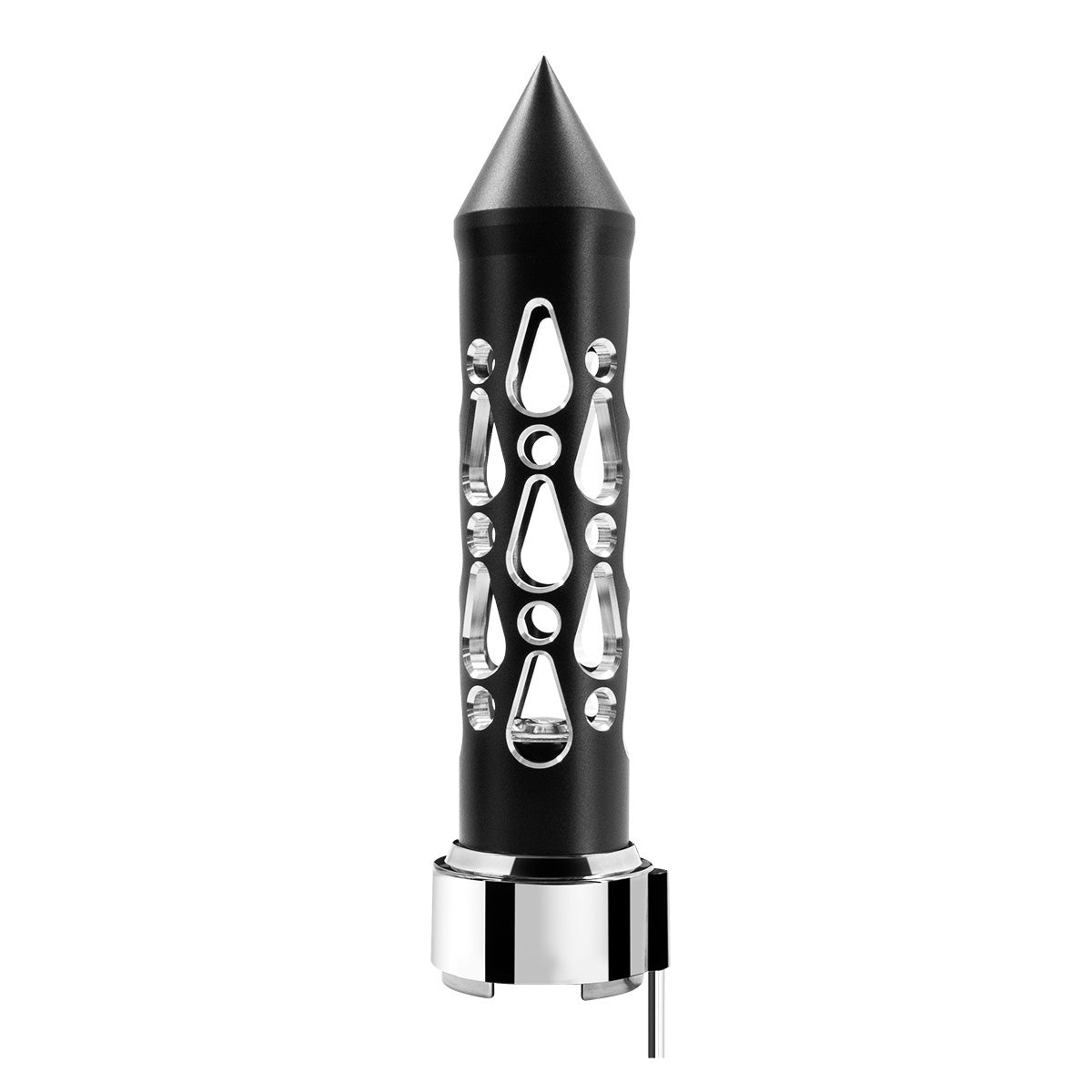 Thread-On Brooklyn Style Spike Gearshift Knob With LED 9/10 Speed Adapter-Matte Black/Amber LED