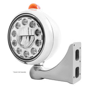 Stainless Steel Guide 682-C Headlight 11 LED Bulb & Dual Mode LED Signal-Amber Lens