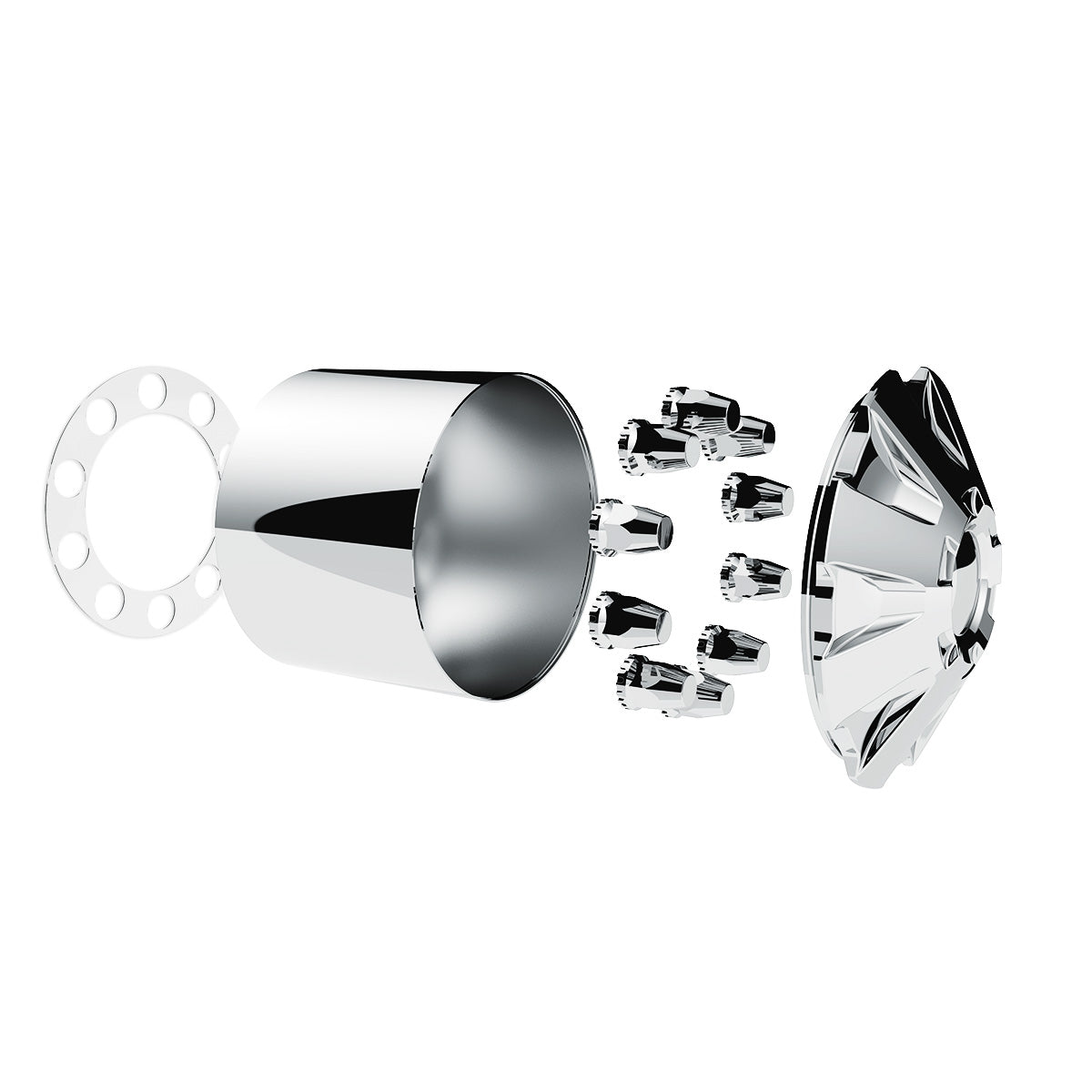 Rubicon Rear Axle Cover Kit With 33mm Thread-On Nut Covers-Chrome