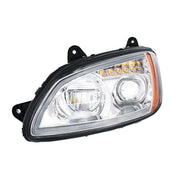 Chrome Full LED Projection Headlight With Turn Signal & Position Light Bar For 2008-2017 Kenworth T660 -Driver