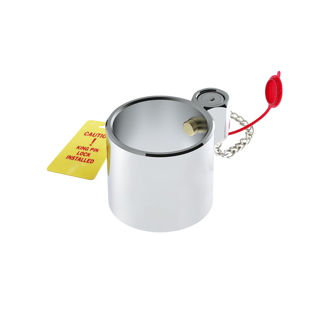 Heavy Duty Steel King Pin Lock With 12" Warning Tag For 2" Diameter Kingpin