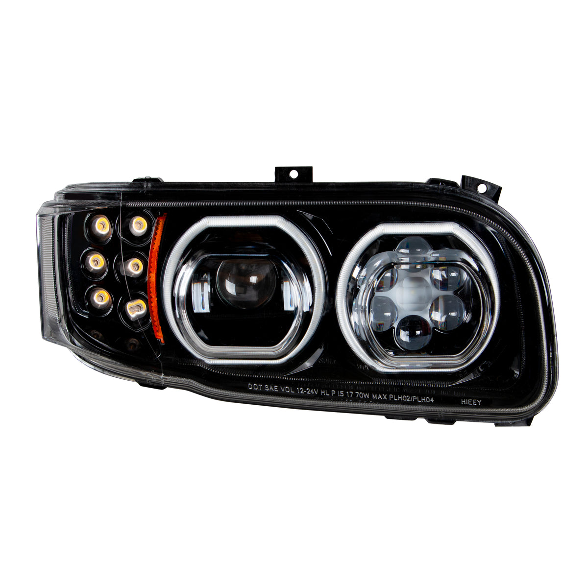 High Power 10 LED Blackout Headlight With 6 LED Turn & 100 LED Halo For 2008-2024 Peterbilt 389- Passenger