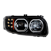 High Power 10 LED Blackout Headlight With 6 LED Turn & 100 LED Halo For 2008-2024 Peterbilt 389- Passenger