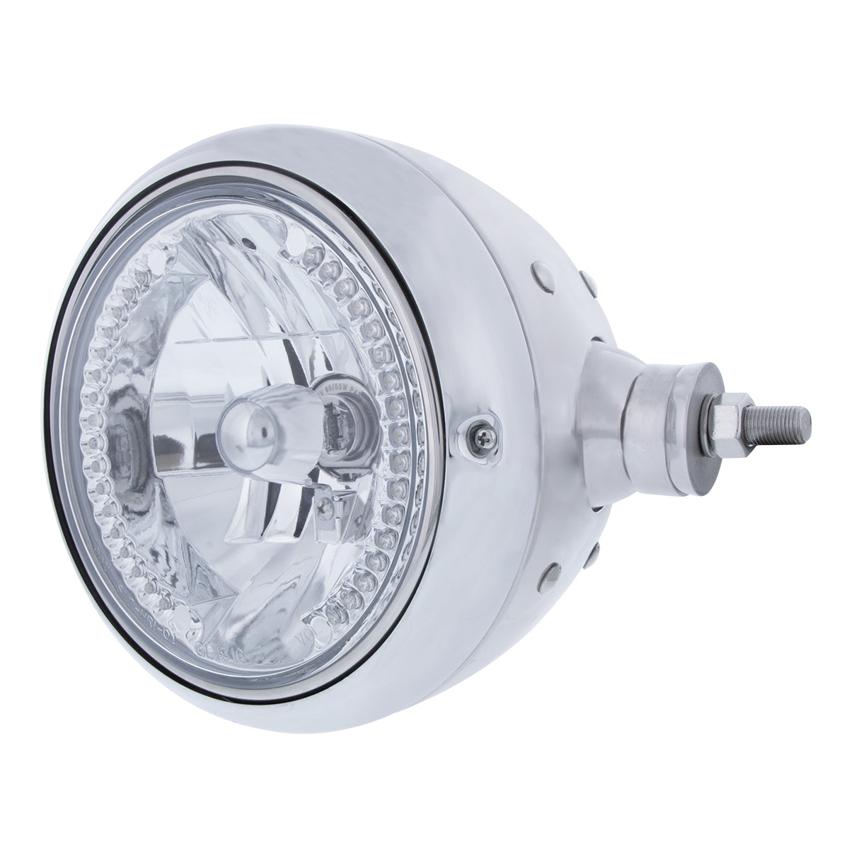 Chrome Guide 682-C Style Headlight Assembly W/Crystal Lens & 34 LEDs Position Light - R/H (Horizontal Mount)