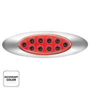 10 LED Oval Double Fury Light With Clear Lens & Chrome Bezel (Clearance/Marker) - Amber & Red LED/Clear Lens