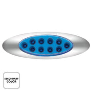 10 LED Oval Double Fury Light With Clear Lens & Chrome Bezel (Clearance/Marker) - Amber & Blue LED/Clear Lens