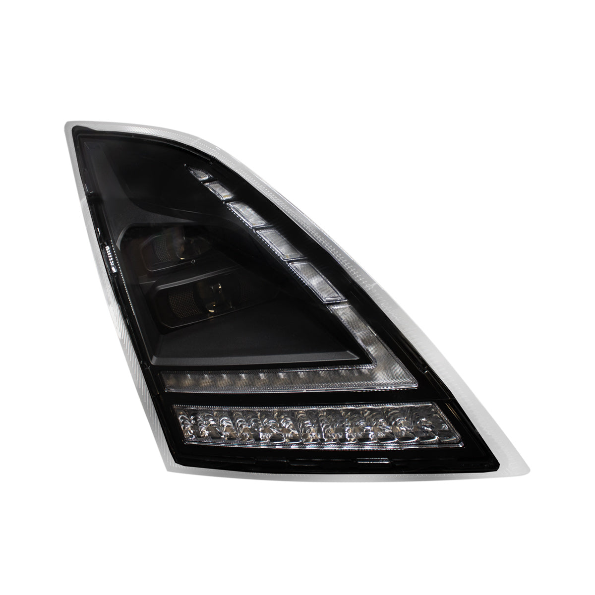 Blackout Full LED Headlight With LED Turn Signal and DRL For 2018-2024 Volvo VNL-Passenger