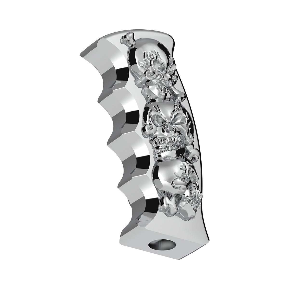Thread-On Skulls Pistol Grip Gearshift Knob - Chrome