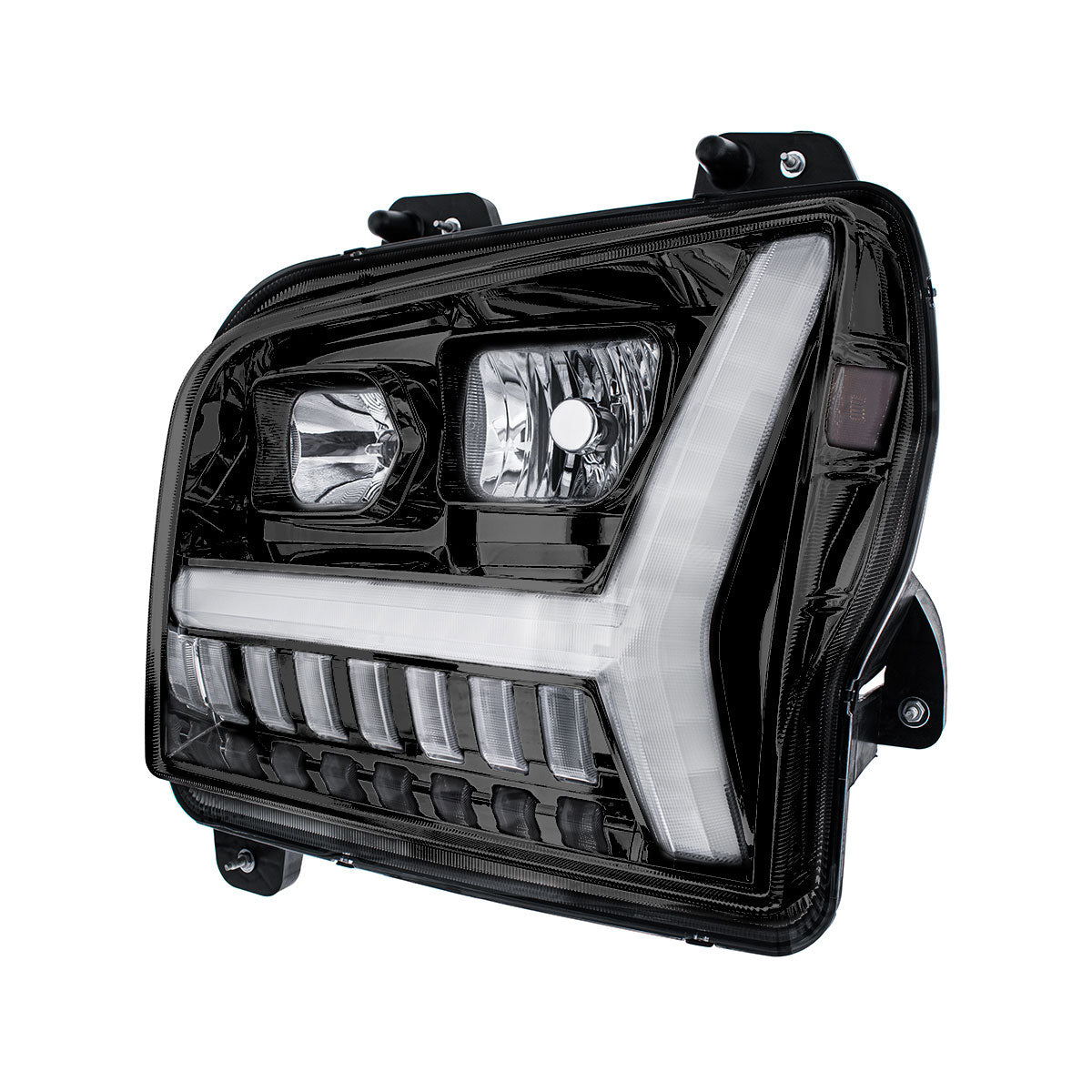 Blackout Headlight With LED DRL Light Bar & Turn Signal For 2018-2024 Kenworth W990-Driver